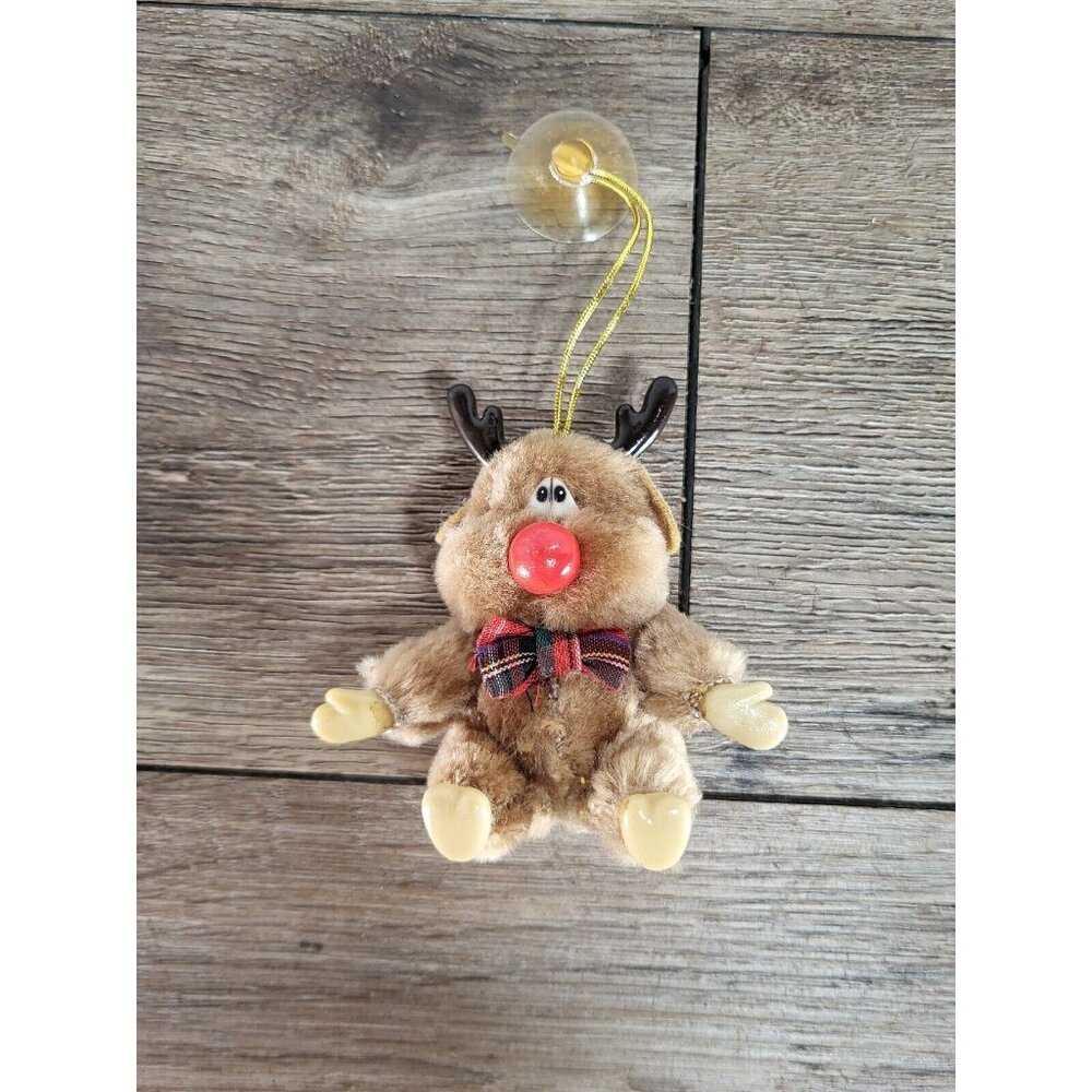 Vintage 1980s Pouty Reindeer w/ Suction Cup - Russ Berrie, X-Mas, Christmas -...